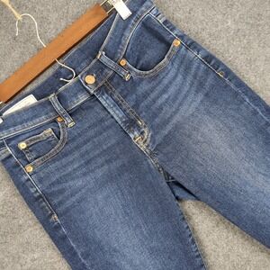Gap True Skinny Mid Rise Distressed Ripped Jeans Womens 27 4‎ Regular Blue Denim